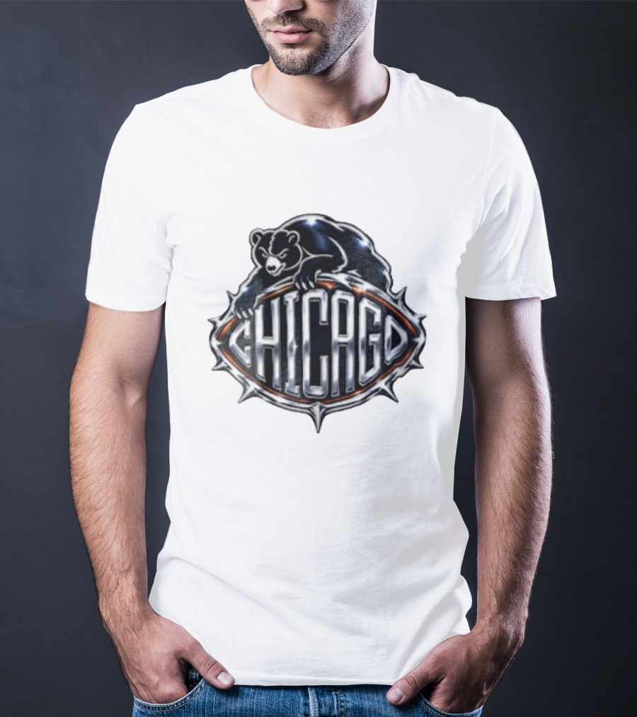 Chicago Bears Black Bear Crouching Over T-Shirt