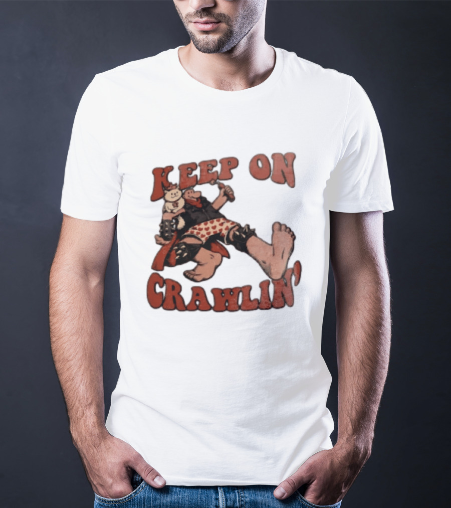 Keep On Crawlin Fat Freddys Cat Cartoon Man Holding Dynamite Cat T-Shirt