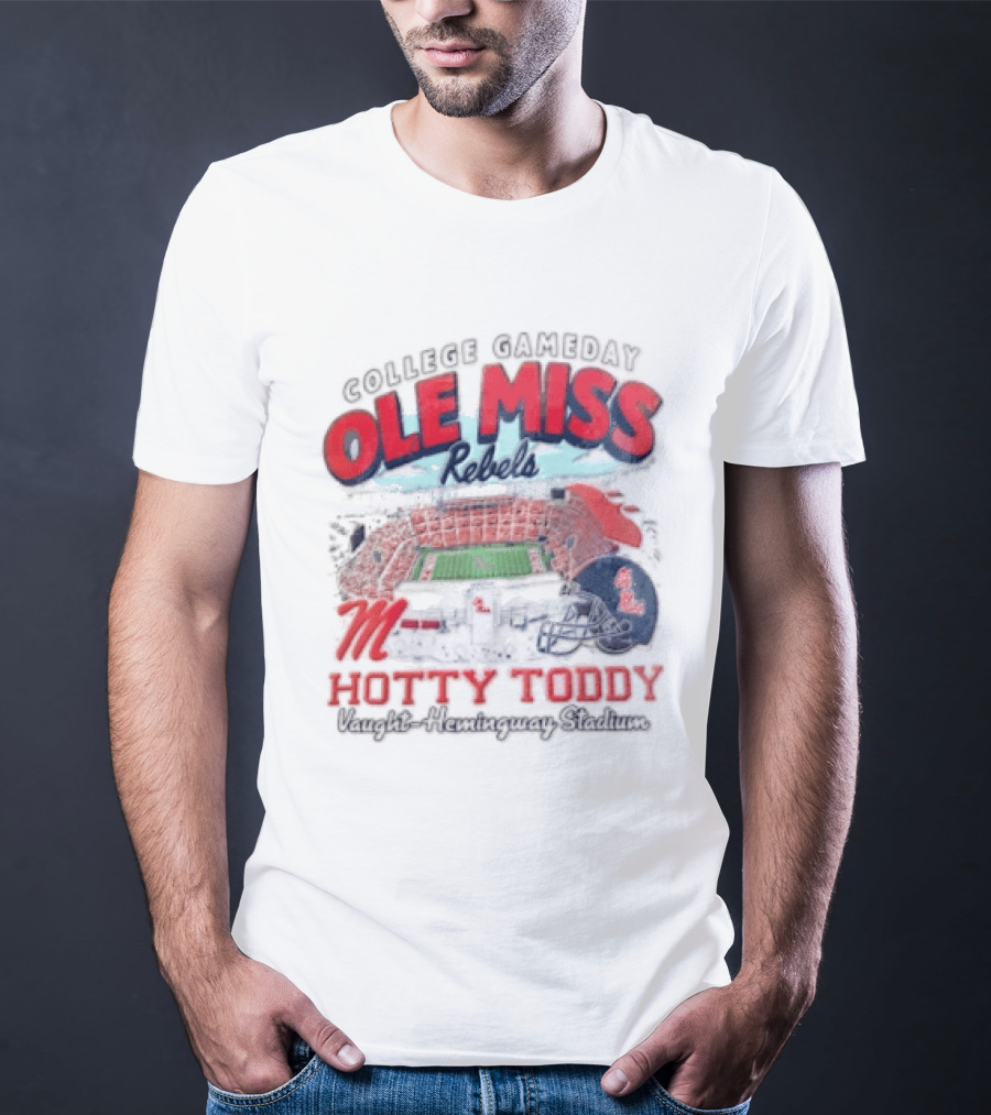 College Gameday Ole Miss Rebels Hotty Toddy Football Stadium Helmet T-Shirt