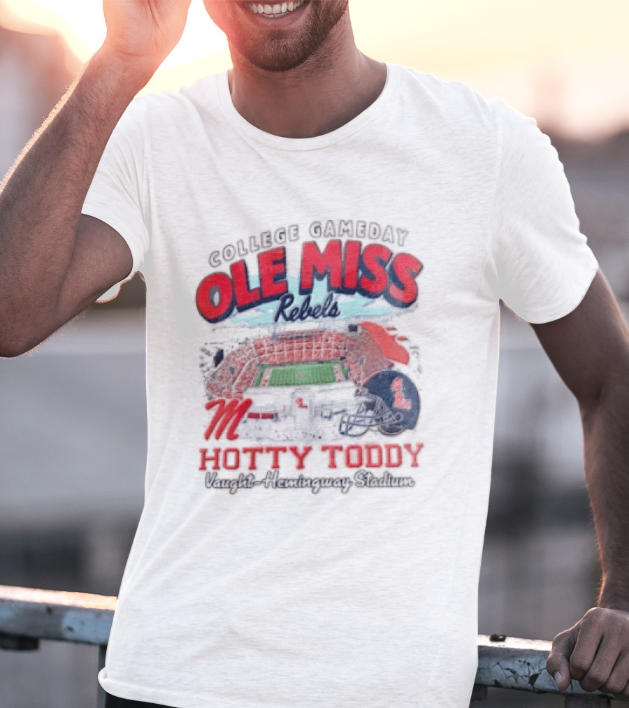 College Gameday Ole Miss Rebels Hotty Toddy Football Stadium Helmet T-Shirt