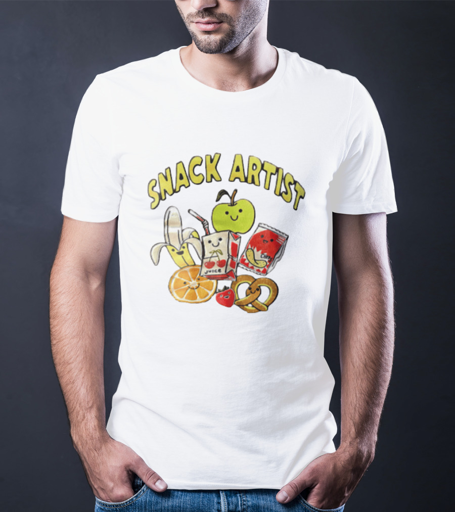 Snacks Juice Banana Apple Chips Pretzel Orange Cartoon T-Shirt