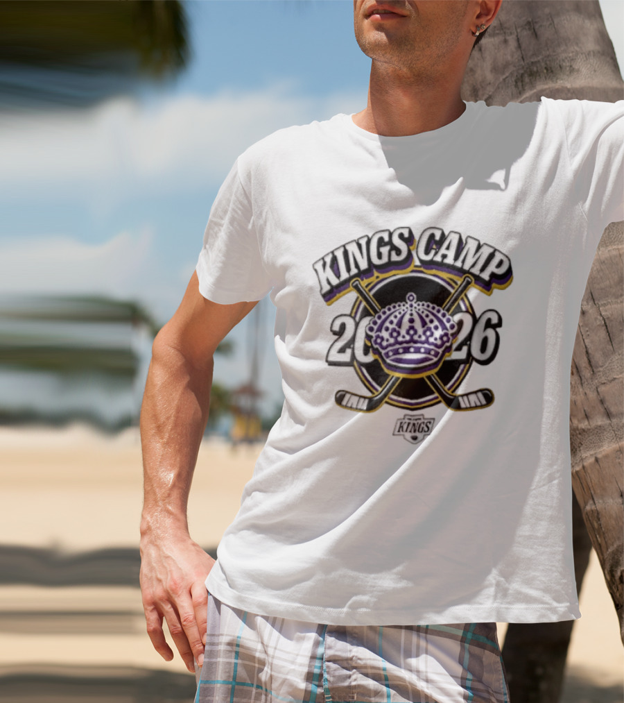 Kings Camp 2026 Los Angeles Crown Crossed Hockey Sticks T-Shirt