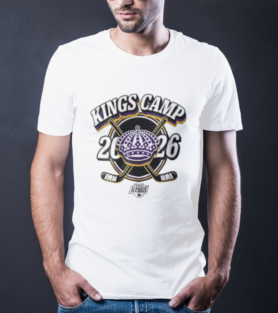 Kings Camp 2026 Los Angeles Crown Crossed Hockey Sticks T-Shirt