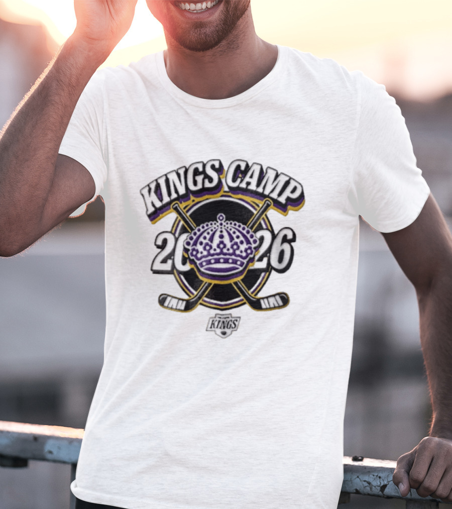Kings Camp 2026 Los Angeles Crown Crossed Hockey Sticks T-Shirt