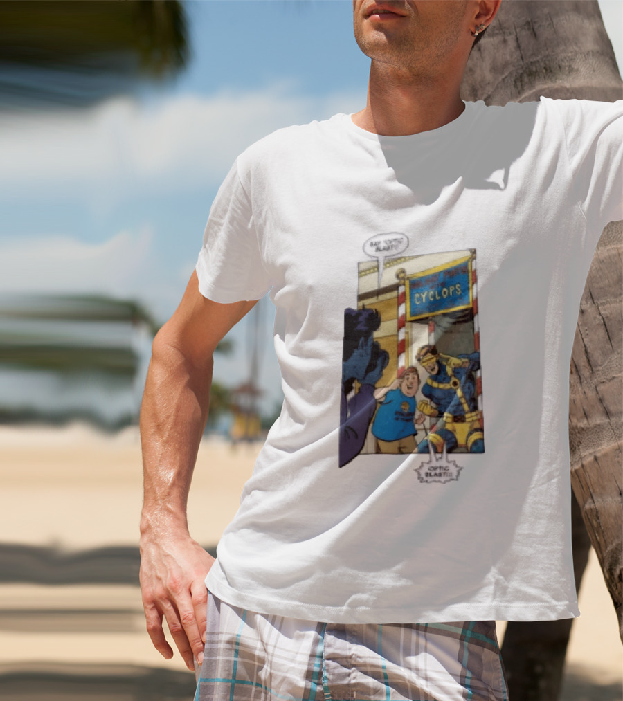 Cyclops Optic Blast Pose Comic Panel Marvel X Men Humor T-Shirt