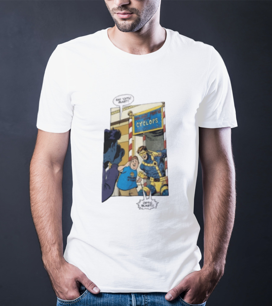 Cyclops Optic Blast Pose Comic Panel Marvel X Men Humor T-Shirt