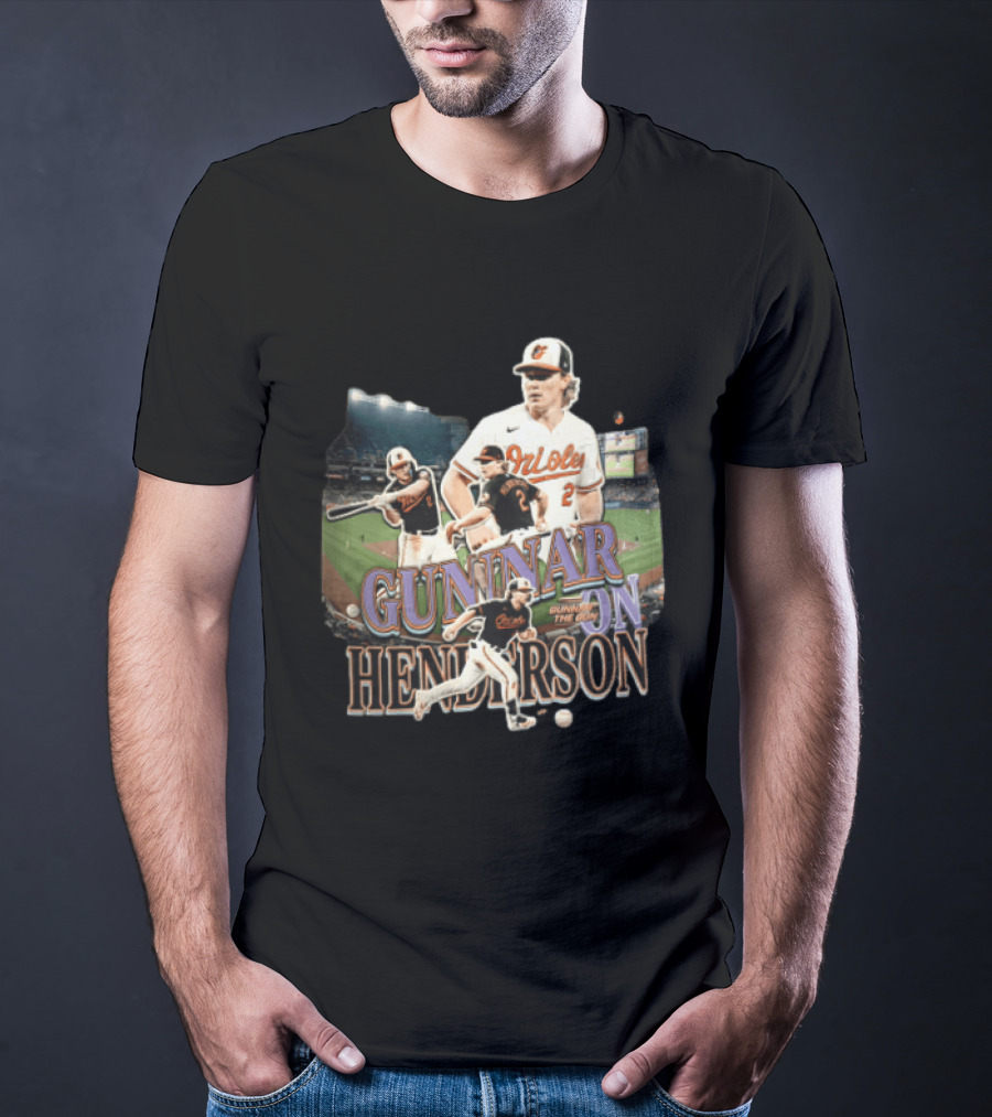 Baltimore Orioles Gunnar Henderson The Gun Baseball Player Action Shots T-Shirt