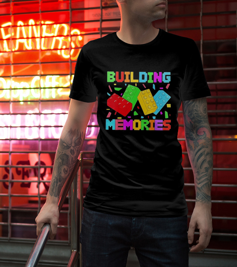 Building Brick Block Memories Colorful Confetti Celebration T-Shirt