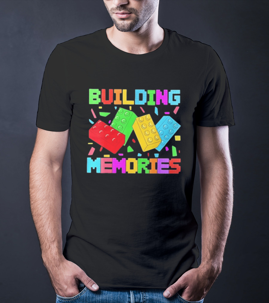 Building Brick Block Memories Colorful Confetti Celebration T-Shirt