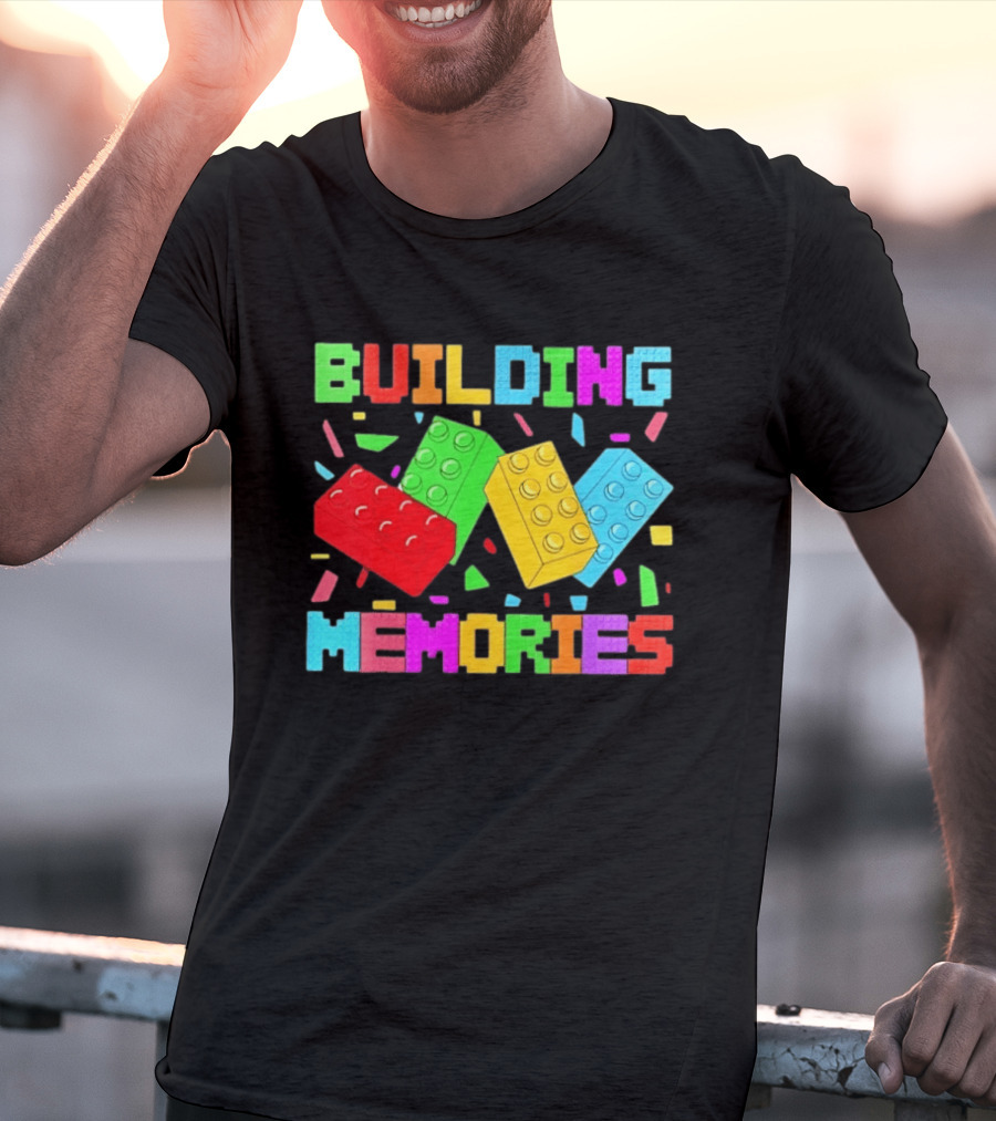 Building Brick Block Memories Colorful Confetti Celebration T-Shirt