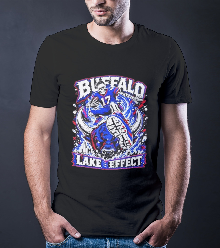 Buffalo Bills Lake Effect 17 Football Player Skull Buffalo T-Shirt