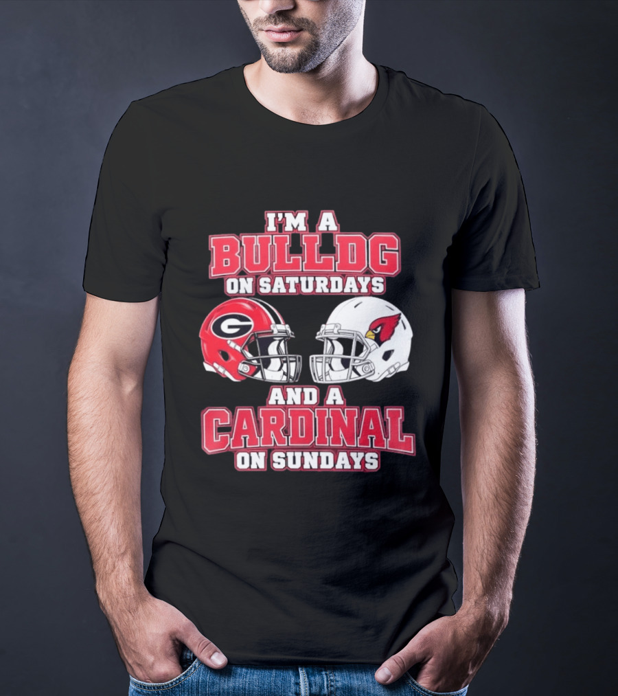 I'm A Bulldog On Saturdays And A Cardinal On Sundays Football Helmets T-Shirt