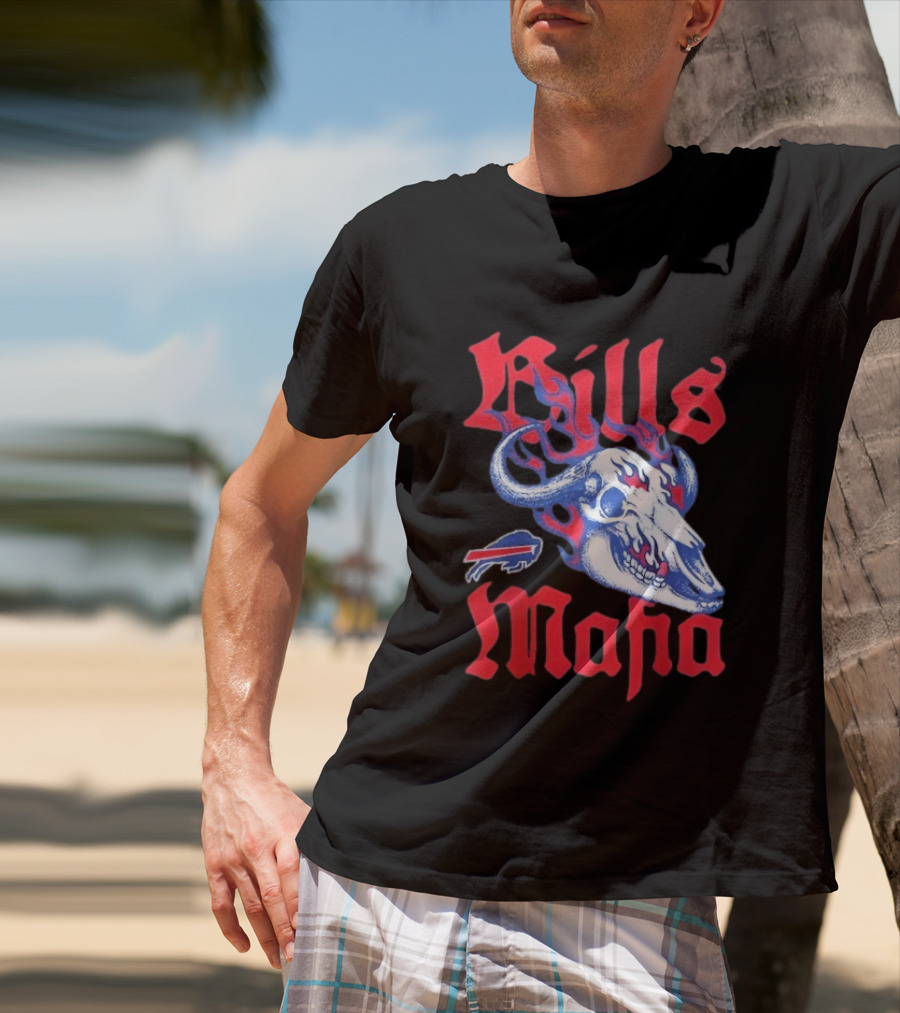 Buffalo Bills Mafia Skull Flames T-Shirt