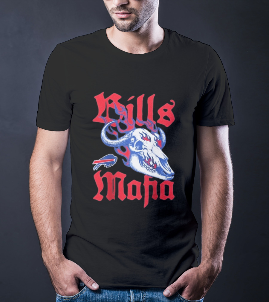 Buffalo Bills Mafia Skull Flames T-Shirt