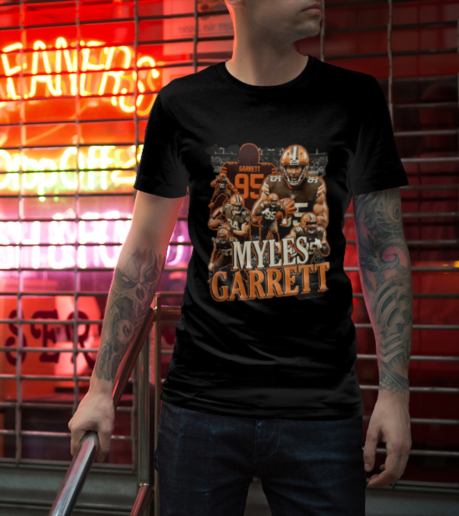Cleveland Browns Myles Garrett 95 Action Poses Football Player T-Shirt