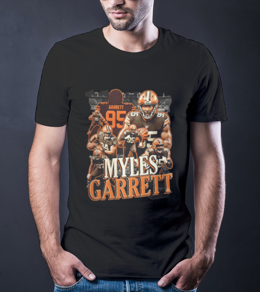 Cleveland Browns Myles Garrett 95 Action Poses Football Player T-Shirt