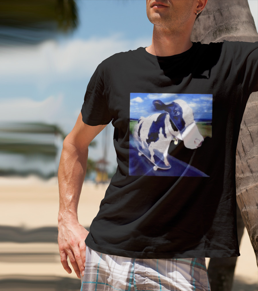 Cow Skateboarding Adventure On Open Road T-Shirt