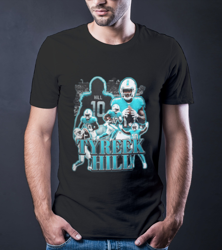 Tyreek Hill Miami Dolphins Football Player Multiple Action Poses T-Shirt