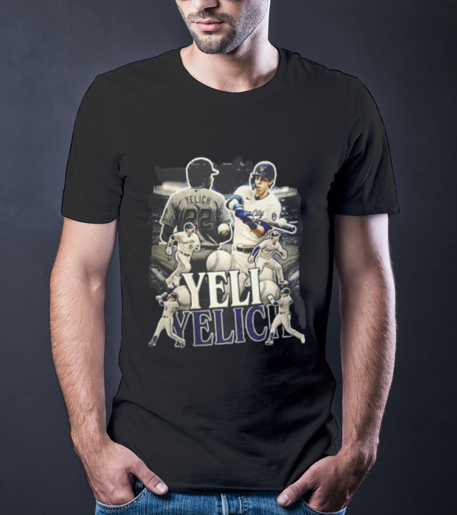 Milwaukee Brewers Yelich Baseball Player Action Poses 22 T-Shirt