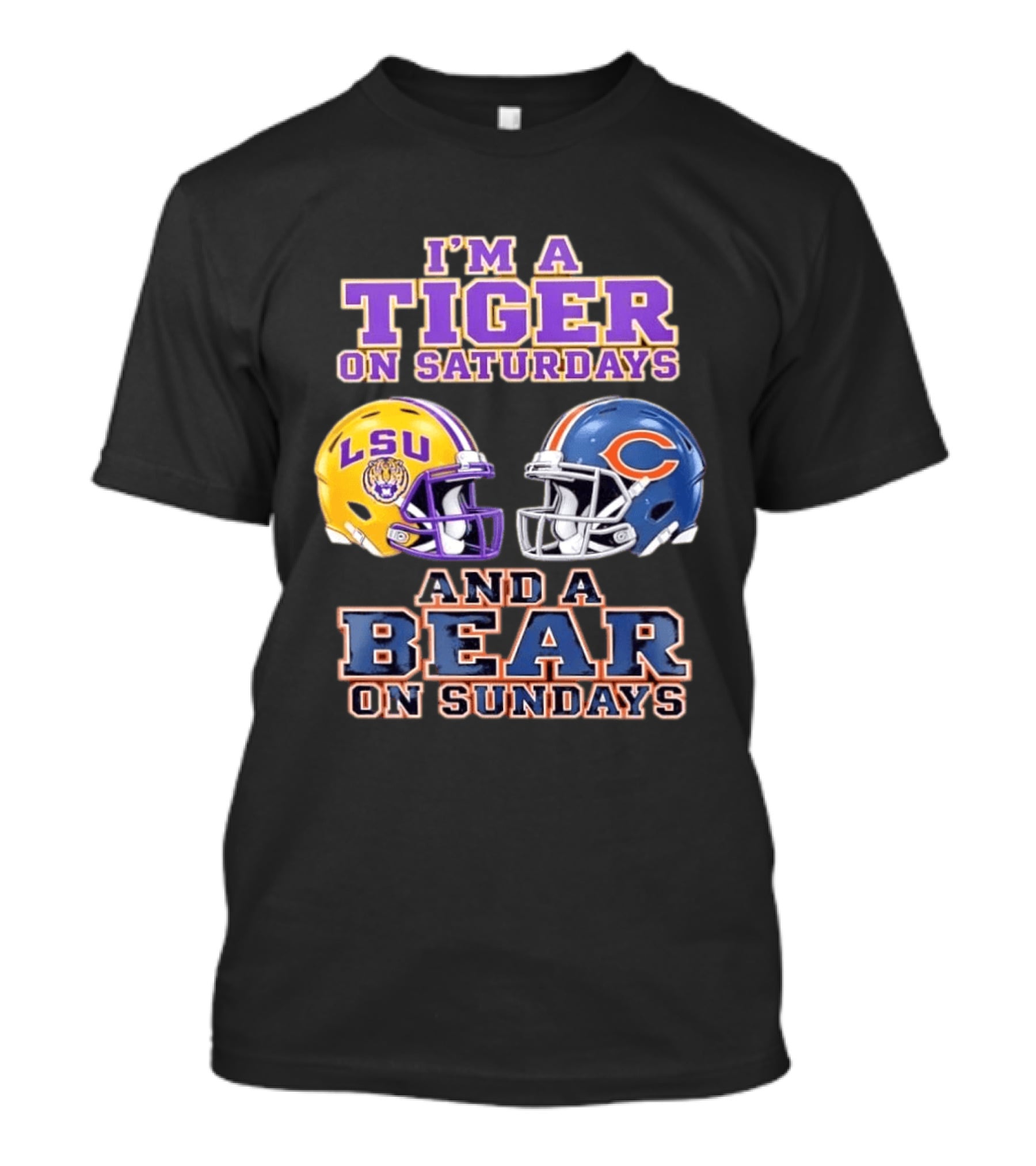LSU Tigers Saturdays Chicago Bears Sundays Football Fan Gear T-Shirt