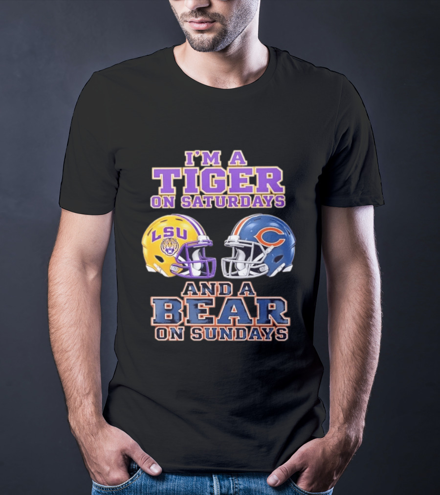 LSU Tigers Saturdays Chicago Bears Sundays Football Fan Gear T-Shirt