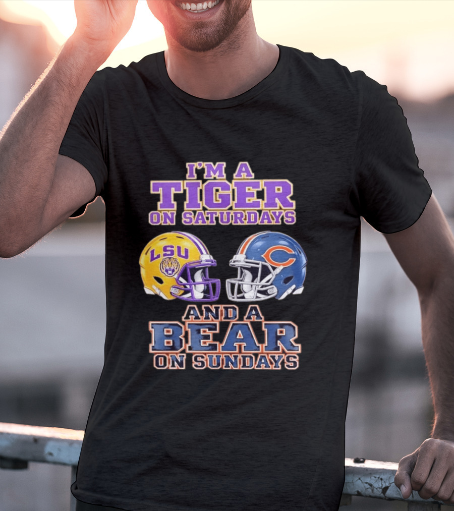 LSU Tigers Saturdays Chicago Bears Sundays Football Fan Gear T-Shirt
