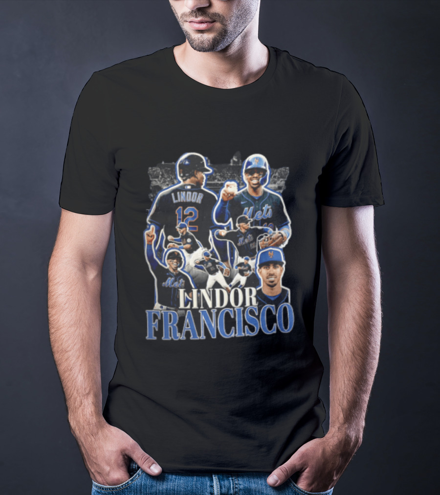 New York Mets Francisco Lindor Baseball Collage Multiple Poses T-Shirt