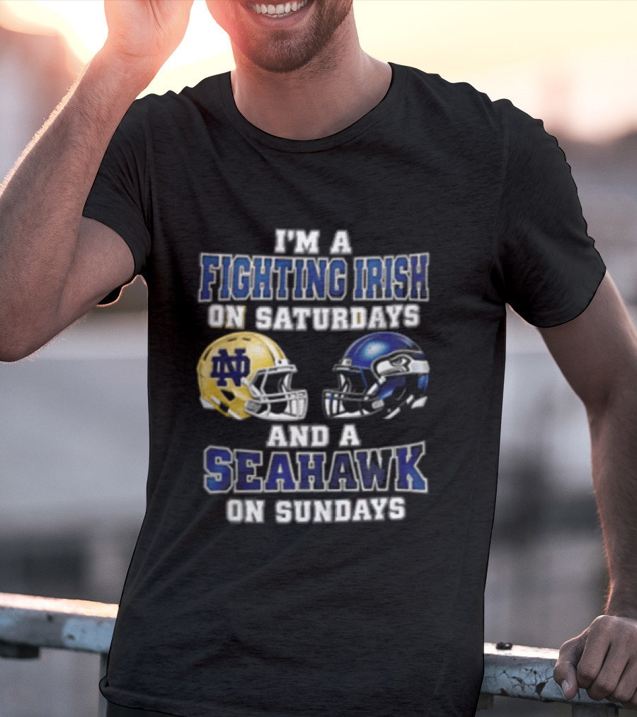 Notre Dame Fighting Irish Saturdays Seattle Seahawks Sundays T-Shirt