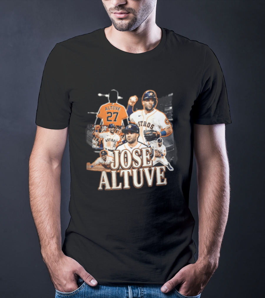 Houston Astros Jose Altuve 27 Collage Baseball Player T-Shirt