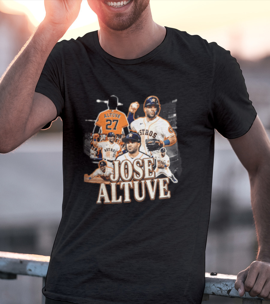 Houston Astros Jose Altuve 27 Collage Baseball Player T-Shirt
