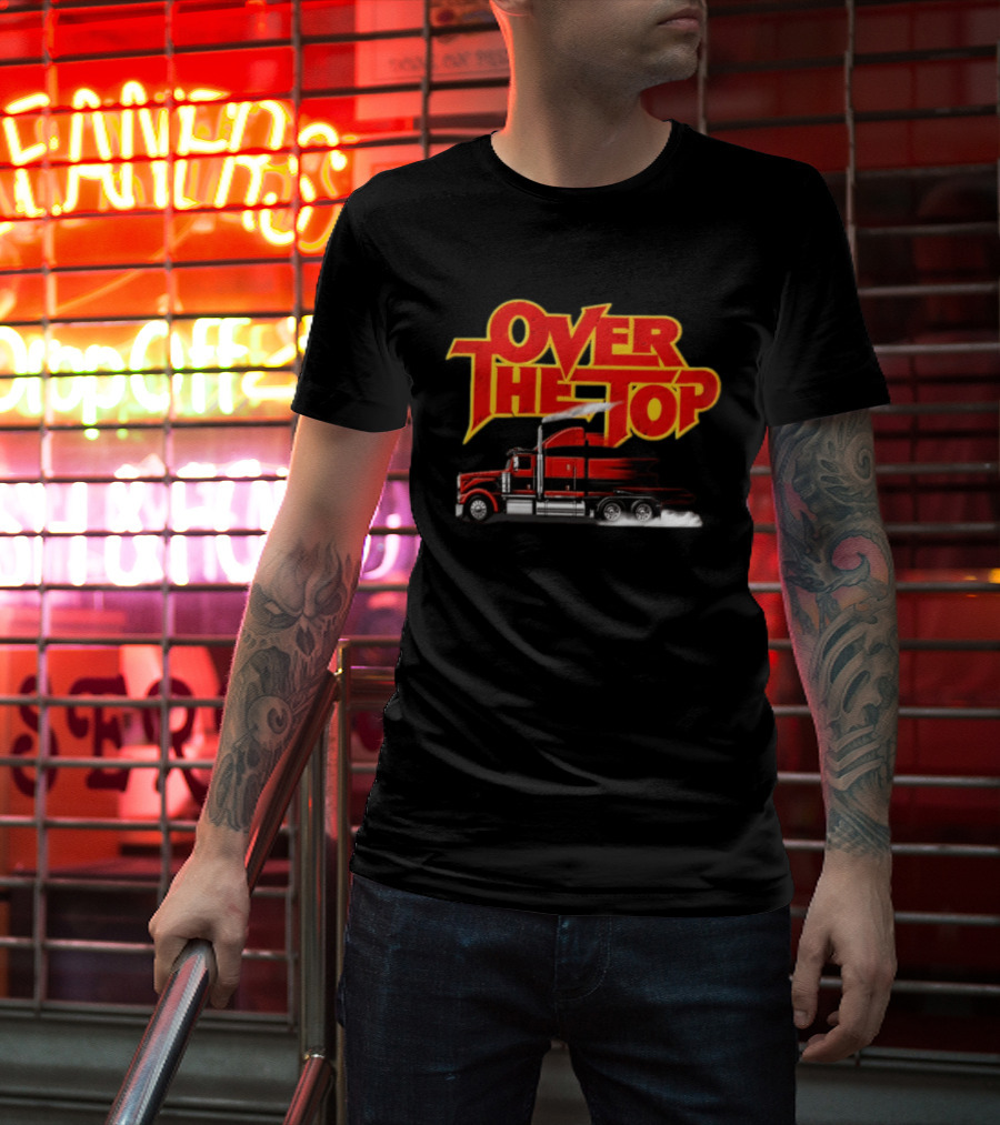 Over The Top Red Black Semi Truck Speeding T-Shirt