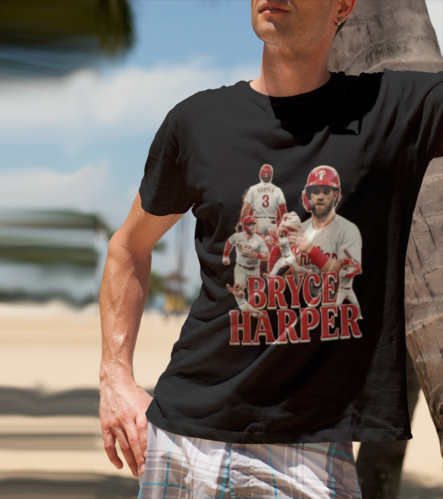 Philadelphia Phillies Bryce Harper Baseball Poses Vintage Look T-Shirt