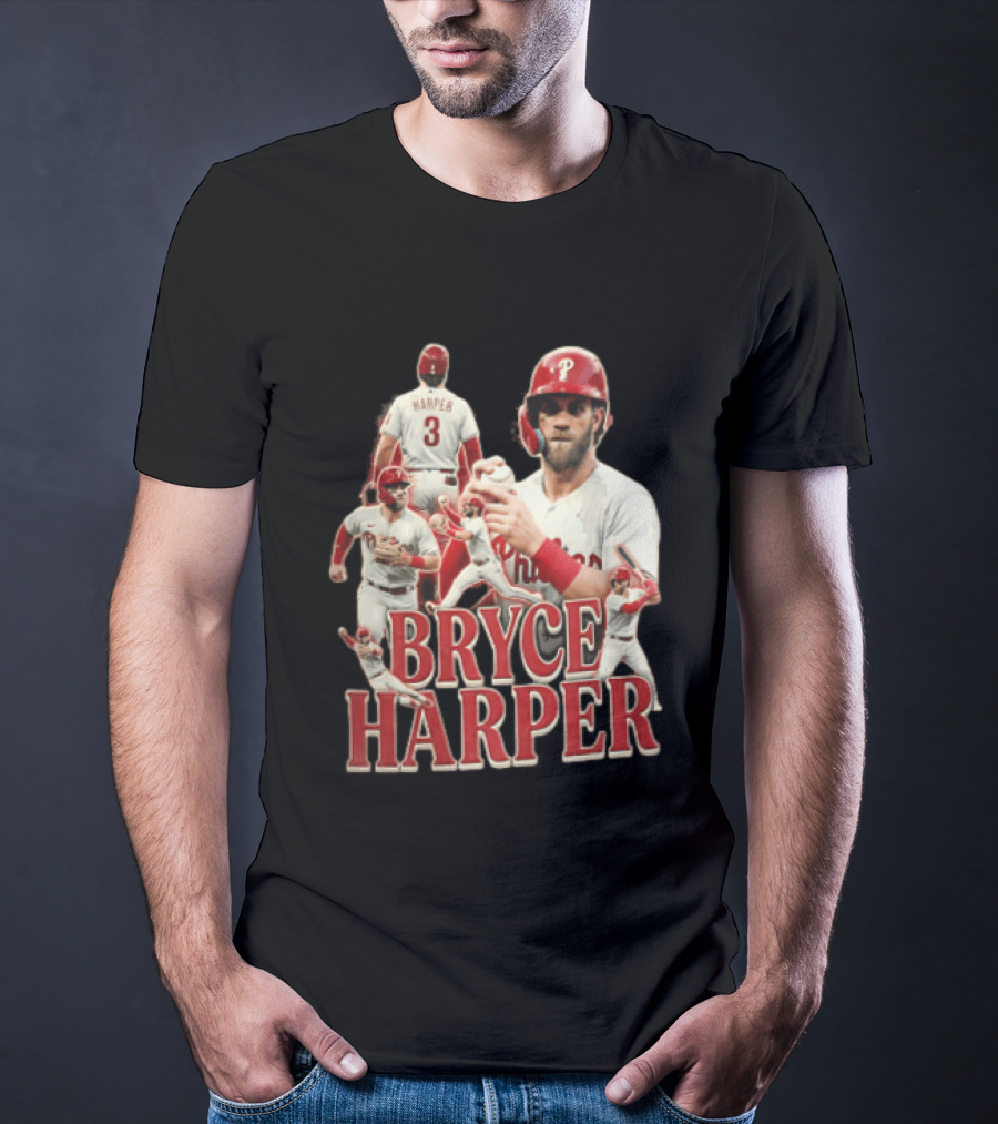 Philadelphia Phillies Bryce Harper Baseball Poses Vintage Look T-Shirt