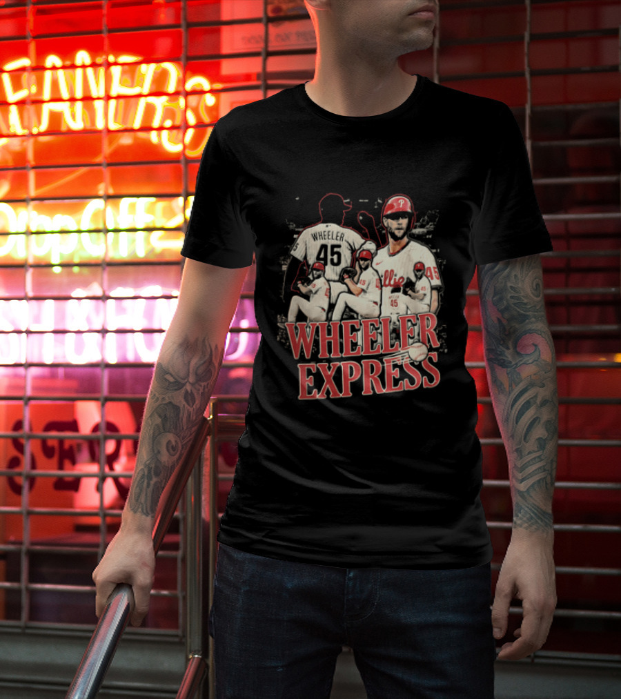Philadelphia Phillies Wheeler Express 45 Pitching Baseball Collage T-Shirt
