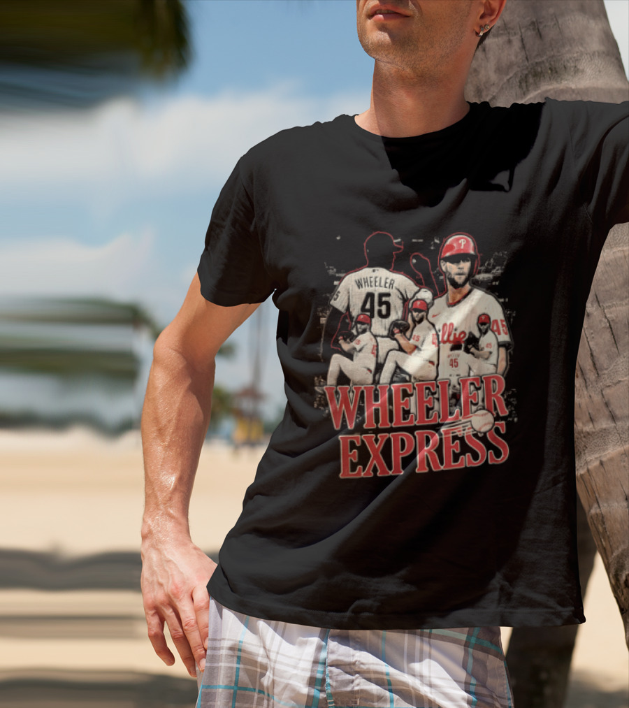 Philadelphia Phillies Wheeler Express 45 Pitching Baseball Collage T-Shirt
