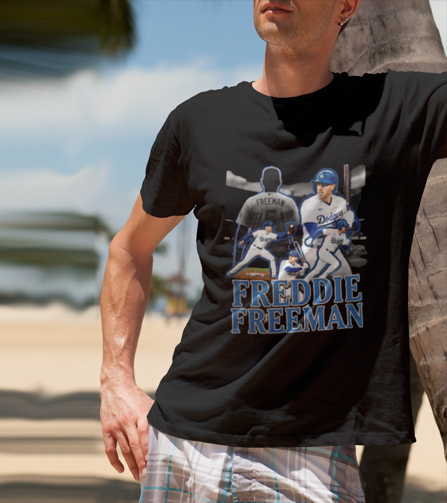 Los Angeles Dodgers Freddie Freeman Baseball Player Action Shots T-Shirt