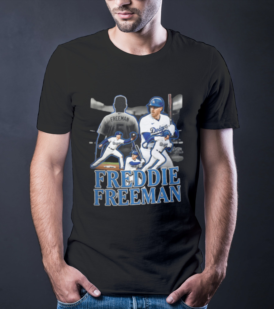 Los Angeles Dodgers Freddie Freeman Baseball Player Action Shots T-Shirt