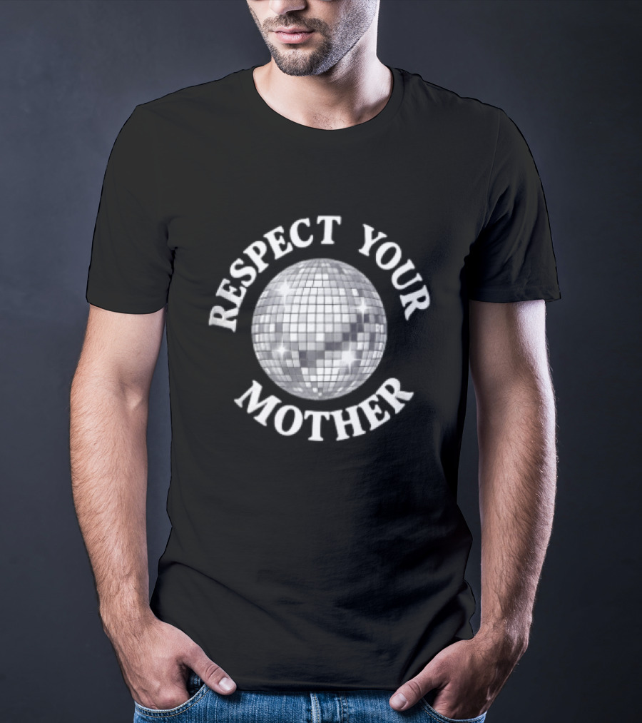 Respect Your Mother Disco Ball Earth White T-Shirt