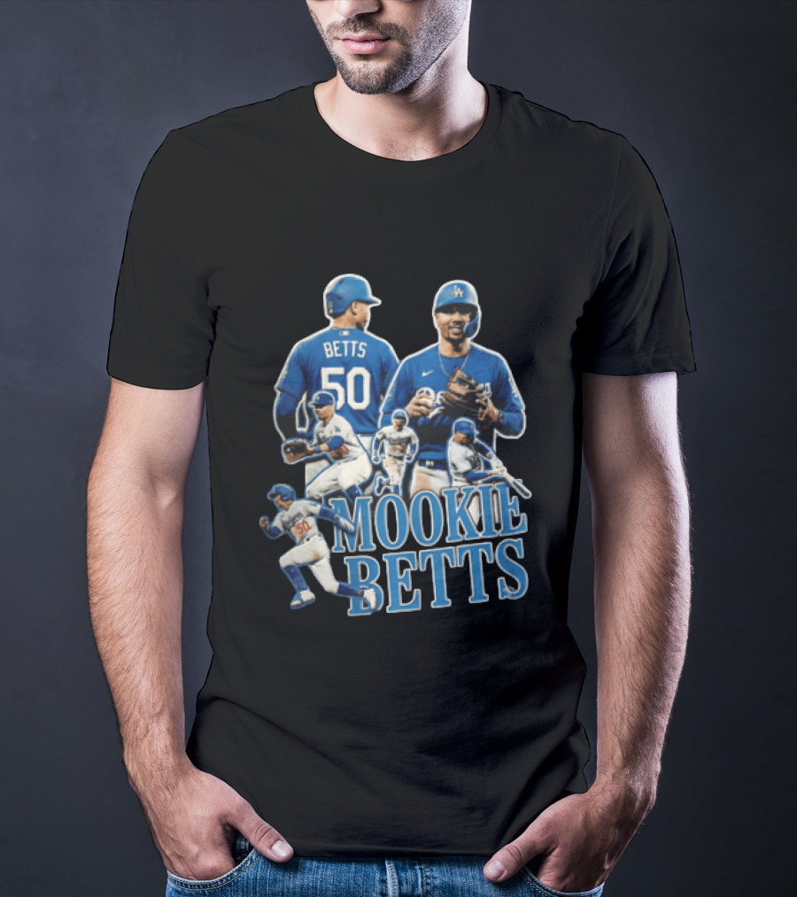 Los Angeles Dodgers Mookie Betts Baseball Player Number 50 Fielding Batting Running T-Shirt
