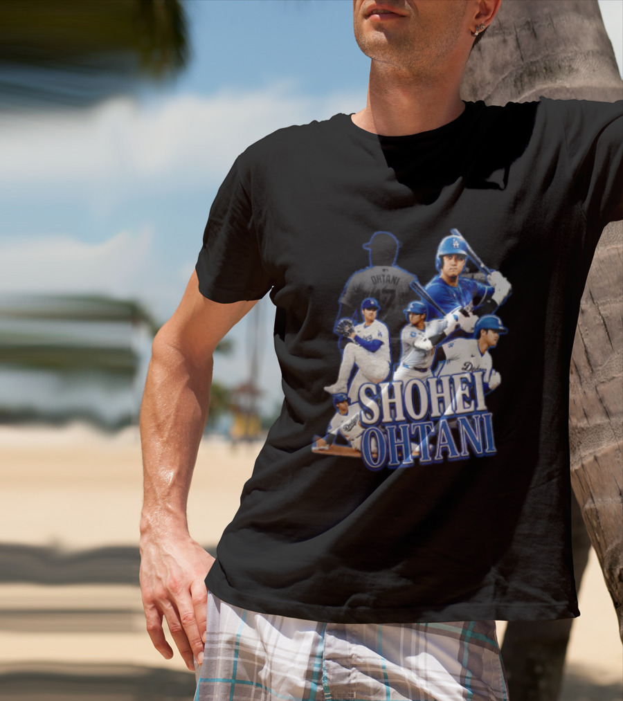 Los Angeles Dodgers Shohei Ohtani Baseball Player Collage T-Shirt