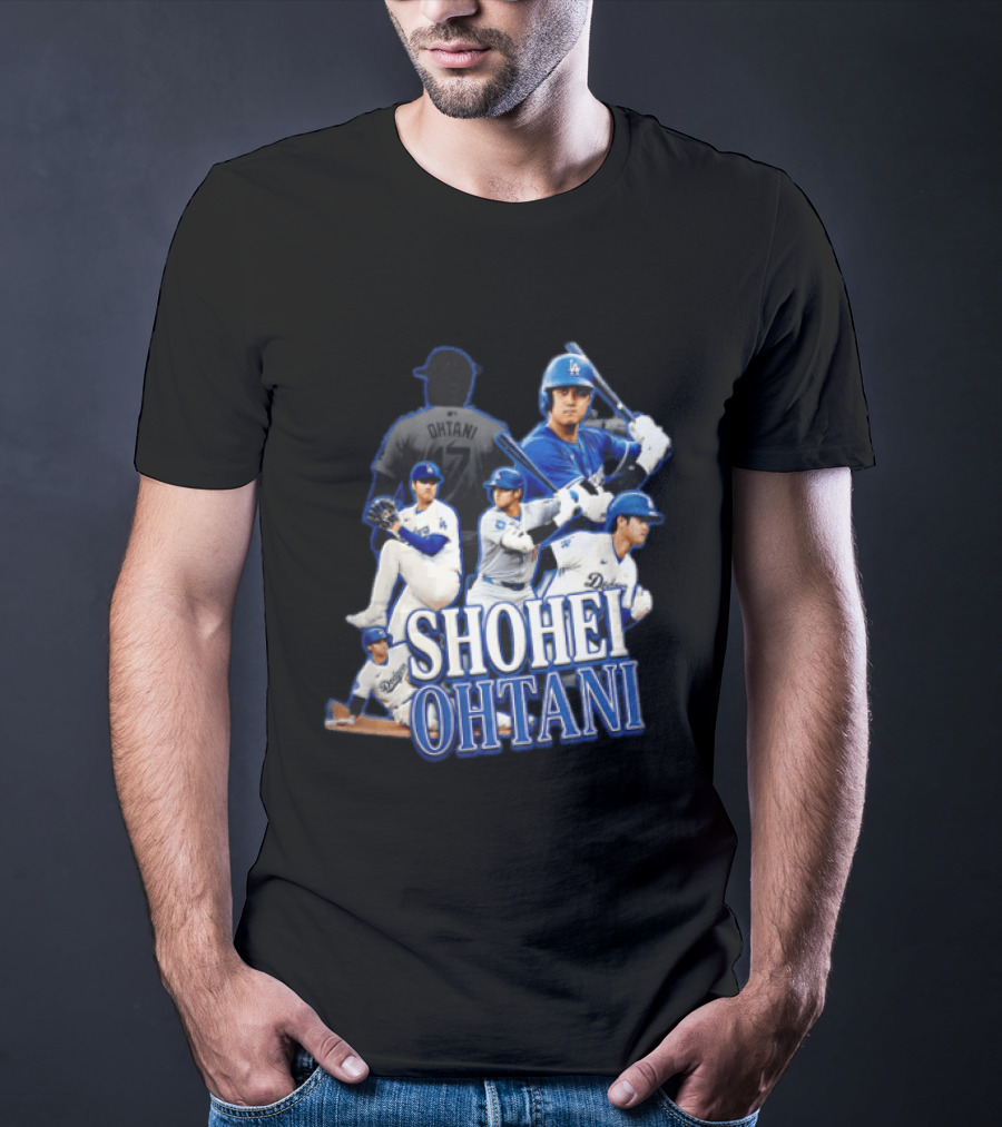 Los Angeles Dodgers Shohei Ohtani Baseball Player Collage T-Shirt