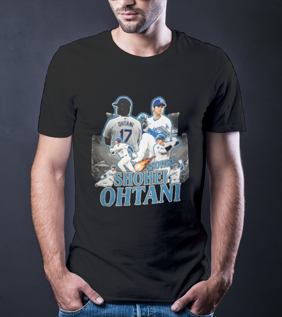 Los Angeles Dodgers Shohei Ohtani Shotime Multiple Baseball Poses T-Shirt