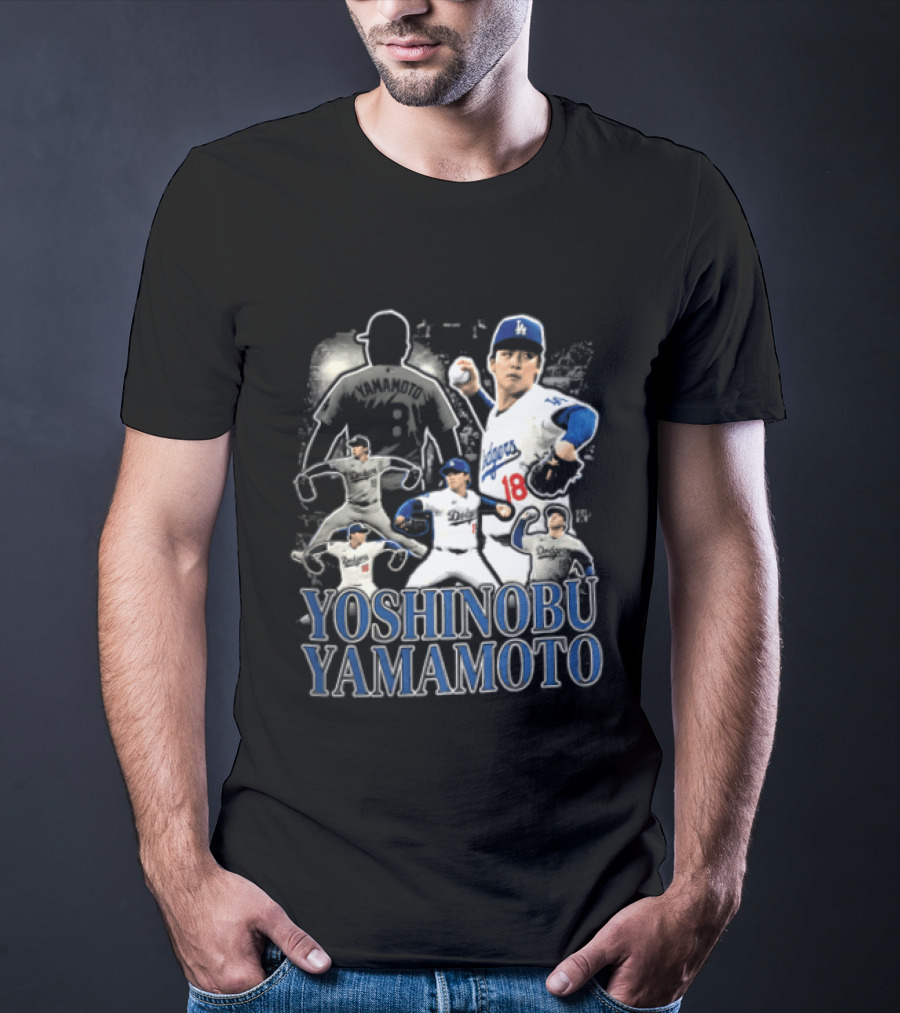 Yoshinobu Yamamoto Los Angeles Dodgers Pitcher Action Poses T-Shirt