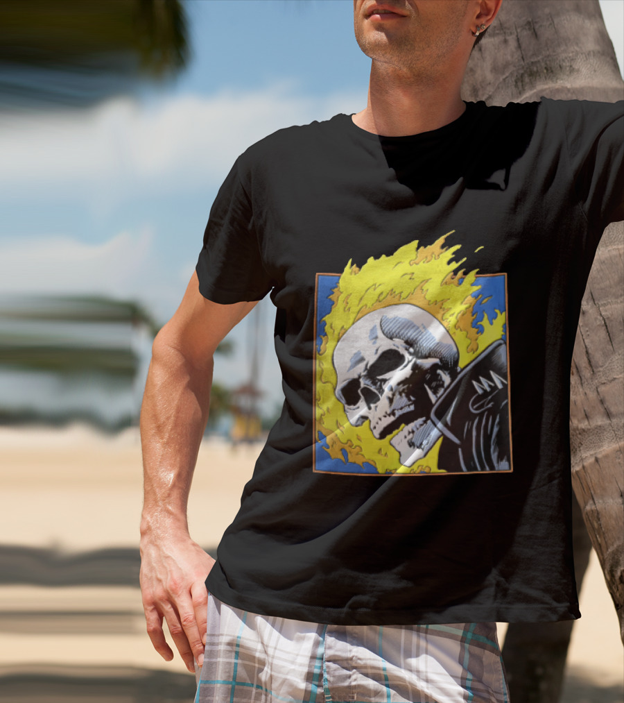 Marvel Ghost Rider Flaming Skull 1976 Comic Cover T-Shirt