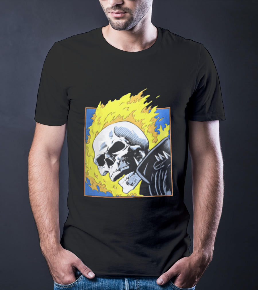 Marvel Ghost Rider Flaming Skull 1976 Comic Cover T-Shirt