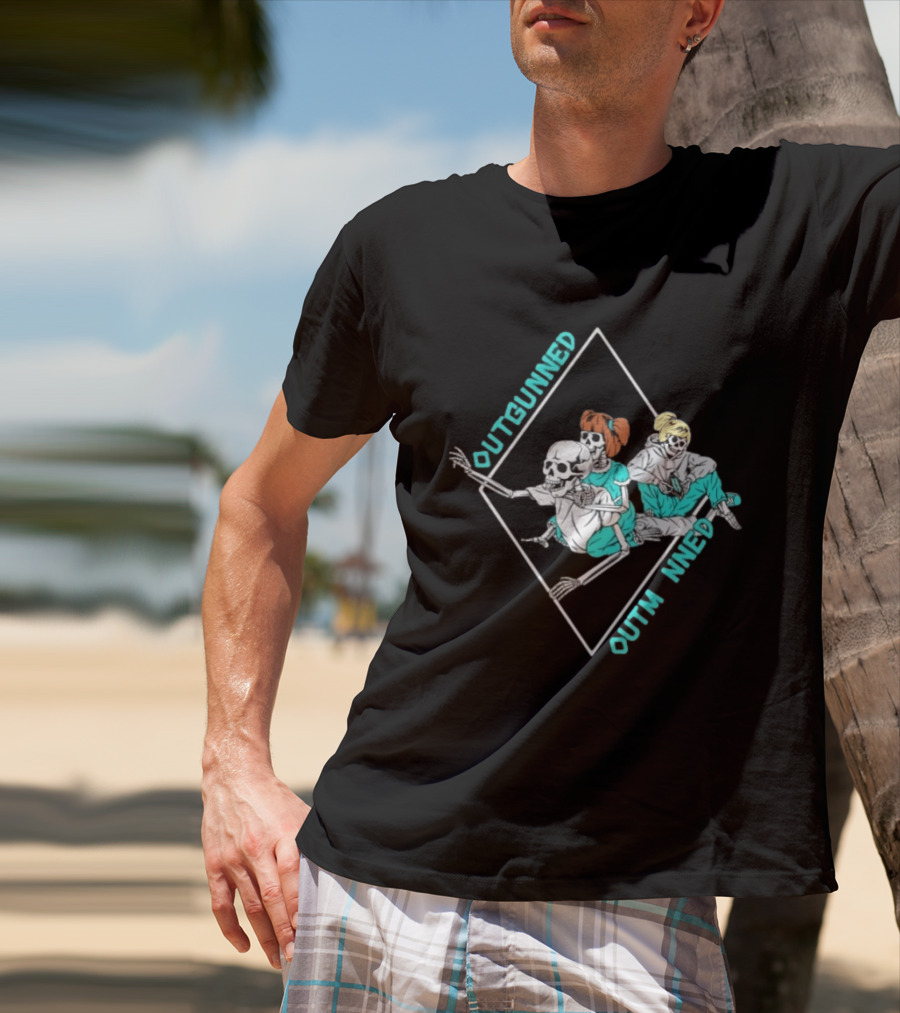 Outgunned Outmanned Skeleton Trio Casual T-Shirt