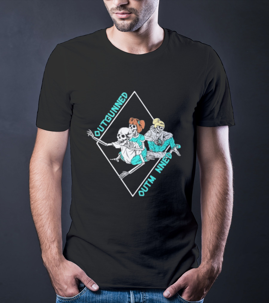 Outgunned Outmanned Skeleton Trio Casual T-Shirt