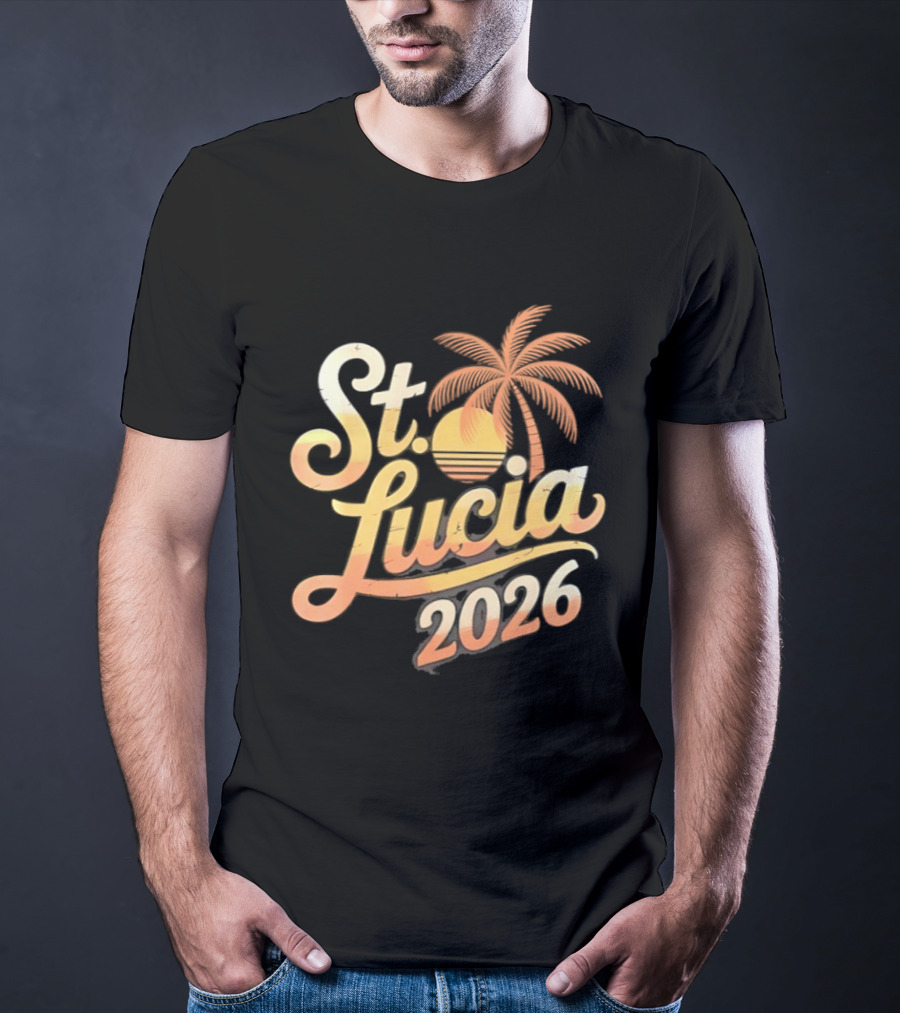 St. Lucia 2026 Palm Tree And Sunset T-Shirt