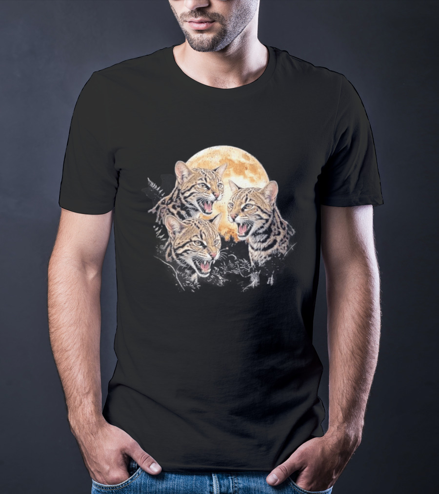 Three Tilcayo Bolivia Cloud Forest Wildcats Full Moon Roaring Trio T-Shirt