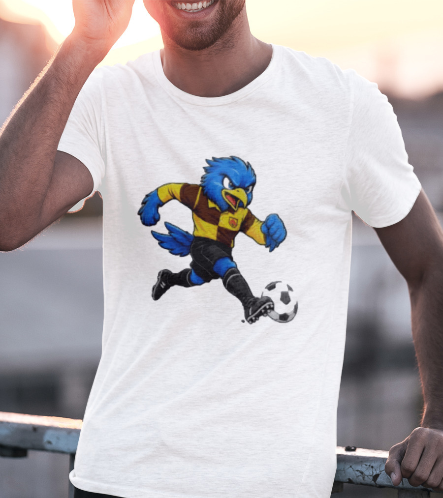 Cardiff Riverside Football Bluebird Mascot Soccer Player T-Shirt